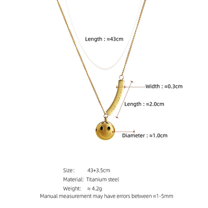 Cute Simple Style Letter Smiley Face Titanium Steel Plating Gold Plated Pendant Necklace