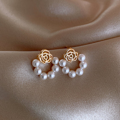 1 Pair Modern Style Simple Style Heart Shape Flower Bow Knot Inlay Alloy Rhinestones Drop Earrings Ear Studs