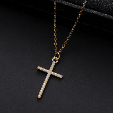 Shiny Letter Alloy Inlay Pearl Women's Pendant Necklace