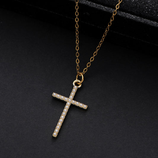 Shiny Letter Alloy Inlay Pearl Women's Pendant Necklace
