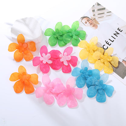 1 Pair Elegant Flower Patchwork Arylic Ear Studs