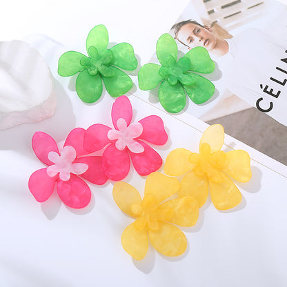 1 Pair Elegant Flower Patchwork Arylic Ear Studs