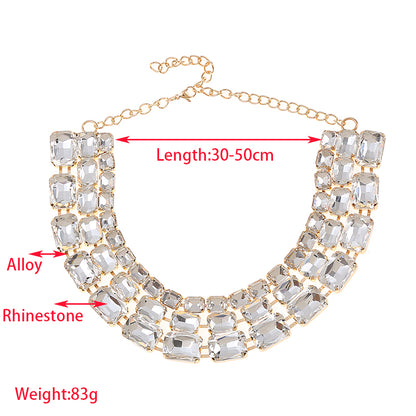 Lady Solid Color Alloy Inlay Rhinestones Gold Plated Women's Necklace