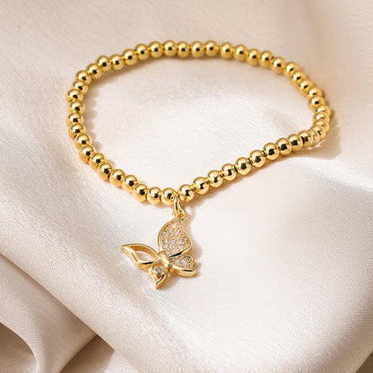 Simple Style Commute Butterfly Imitation Pearl Copper 18k Gold Plated Zircon Bracelets In Bulk