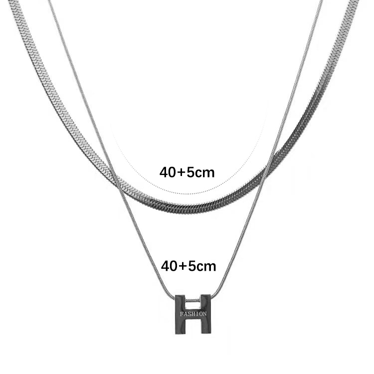 Simple Style Letter Stainless Steel Double Layer Necklaces