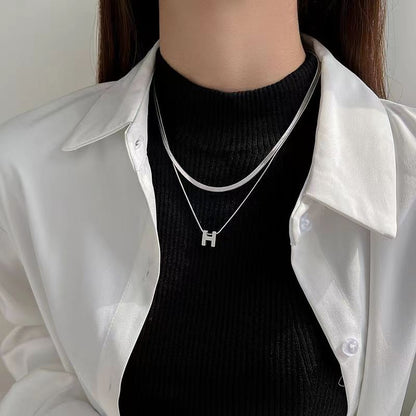 Simple Style Letter Stainless Steel Double Layer Necklaces