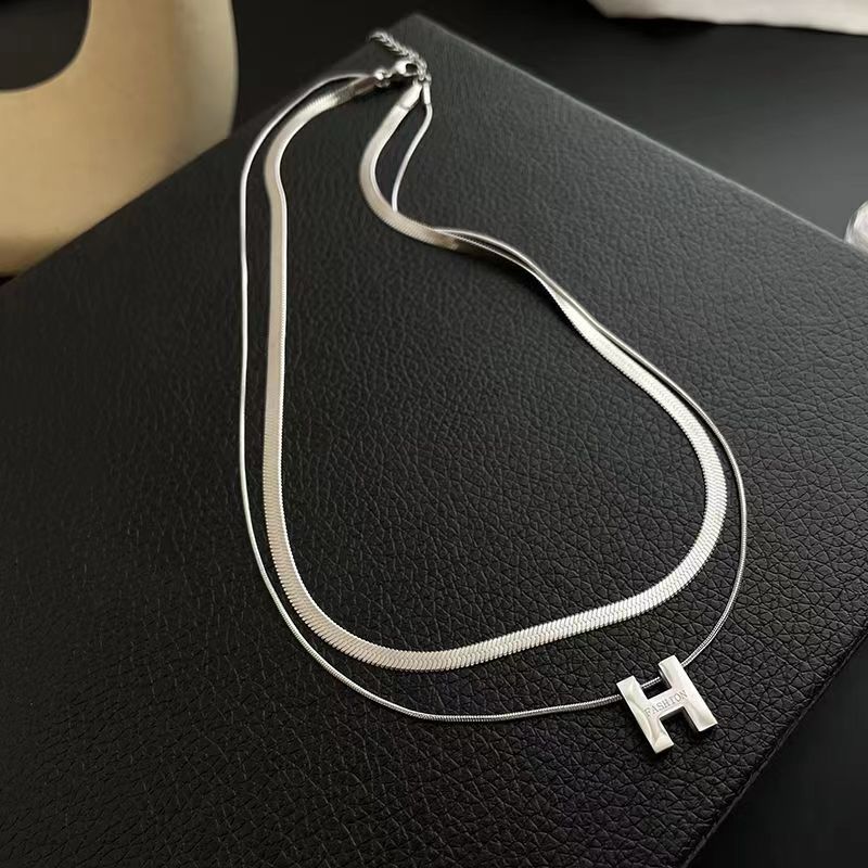 Simple Style Letter Stainless Steel Double Layer Necklaces