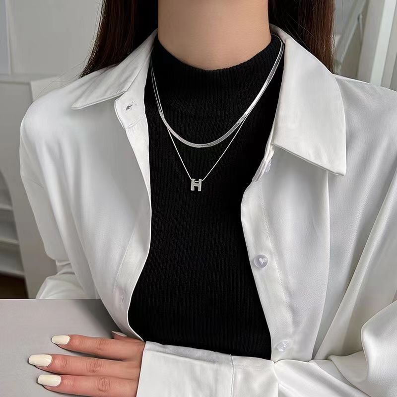 Simple Style Letter Stainless Steel Double Layer Necklaces