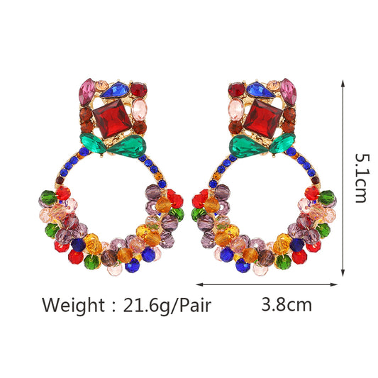 1 Pair Elegant Retro Round Beaded Plating Inlay Zinc Alloy Rhinestones Drop Earrings