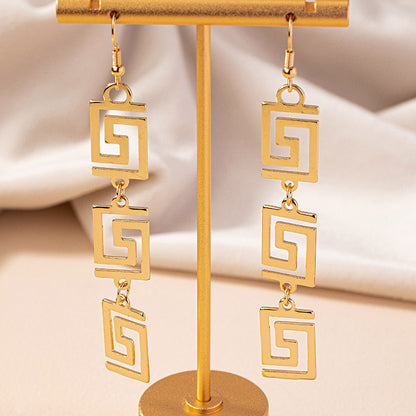 1 Pair Nordic Style Original Design Quadrilateral Plating Alloy Gold Plated Drop Earrings