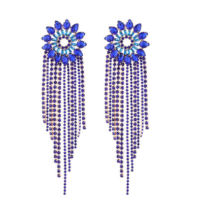 1 Pair Elegant Luxurious Tassel Flower Plating Inlay Alloy Rhinestones Gold Plated Drop Earrings