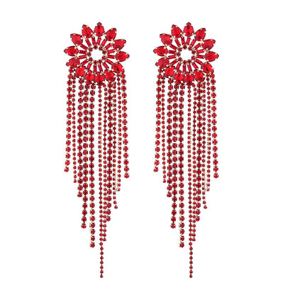 1 Pair Elegant Luxurious Tassel Flower Plating Inlay Alloy Rhinestones Gold Plated Drop Earrings