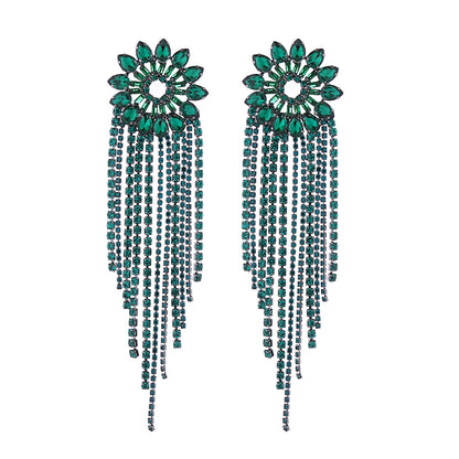 1 Pair Elegant Luxurious Tassel Flower Plating Inlay Alloy Rhinestones Gold Plated Drop Earrings