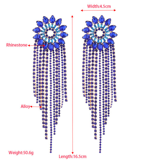 1 Pair Elegant Luxurious Tassel Flower Plating Inlay Alloy Rhinestones Gold Plated Drop Earrings