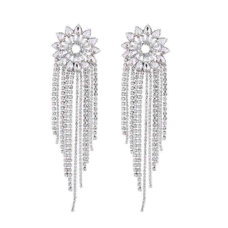 1 Pair Elegant Luxurious Tassel Flower Plating Inlay Alloy Rhinestones Gold Plated Drop Earrings