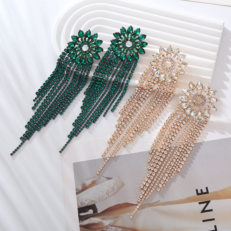 1 Pair Elegant Luxurious Tassel Flower Plating Inlay Alloy Rhinestones Gold Plated Drop Earrings