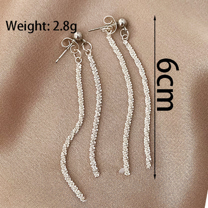 1 Pair Simple Style Solid Color Plating Alloy Silver Plated Drop Earrings Ear Cuffs