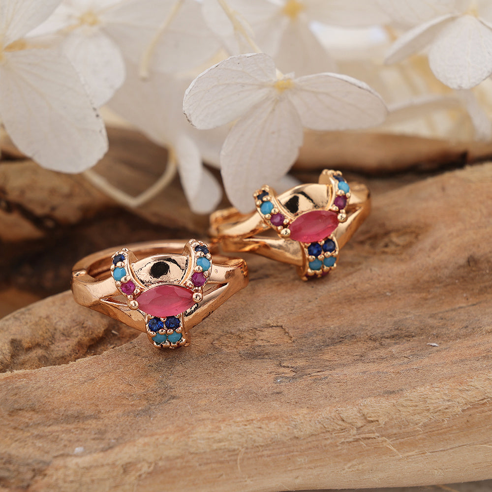 1 Pair Cute Shiny Color Block Plating Inlay Copper Zircon Rose Gold Plated Ear Studs