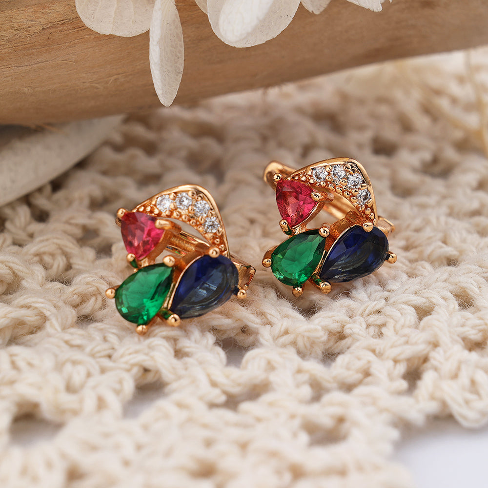 1 Pair Cute Flower Plating Inlay Copper Zircon Rose Gold Plated Ear Studs
