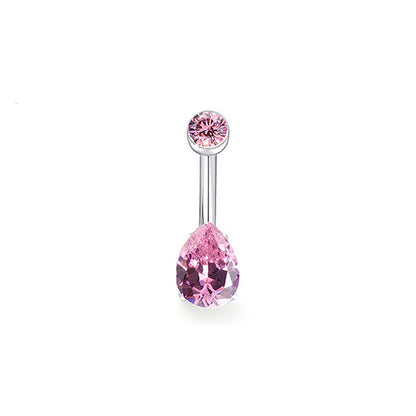 1 Piece Belly Rings Beach Tropical Solid Color Pure Titanium Inlay Zircon Belly Rings