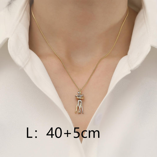 Copper 18K Gold Plated Elegant Cute Simple Style Plating Solid Color Pendant Necklace