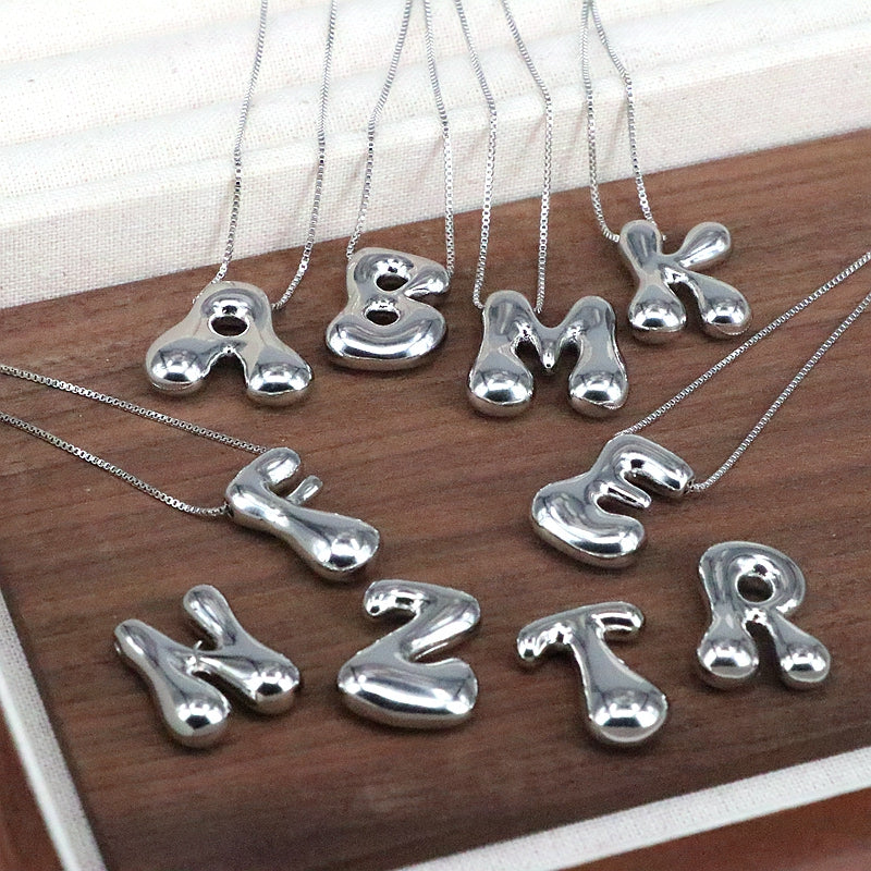 Copper Silver Plated Simple Style Classic Style Plating Letter Pendant Necklace