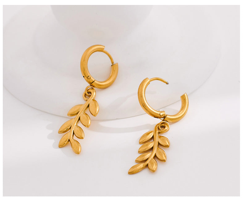 1 Pair Modern Style Simple Style Classic Style Grain Plating 316 Stainless Steel  18K Gold Plated Drop Earrings