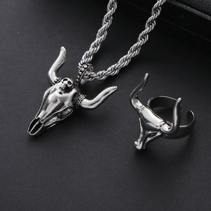 Hip-Hop Retro Animal Alloy Asymmetrical Men's Jewelry Set