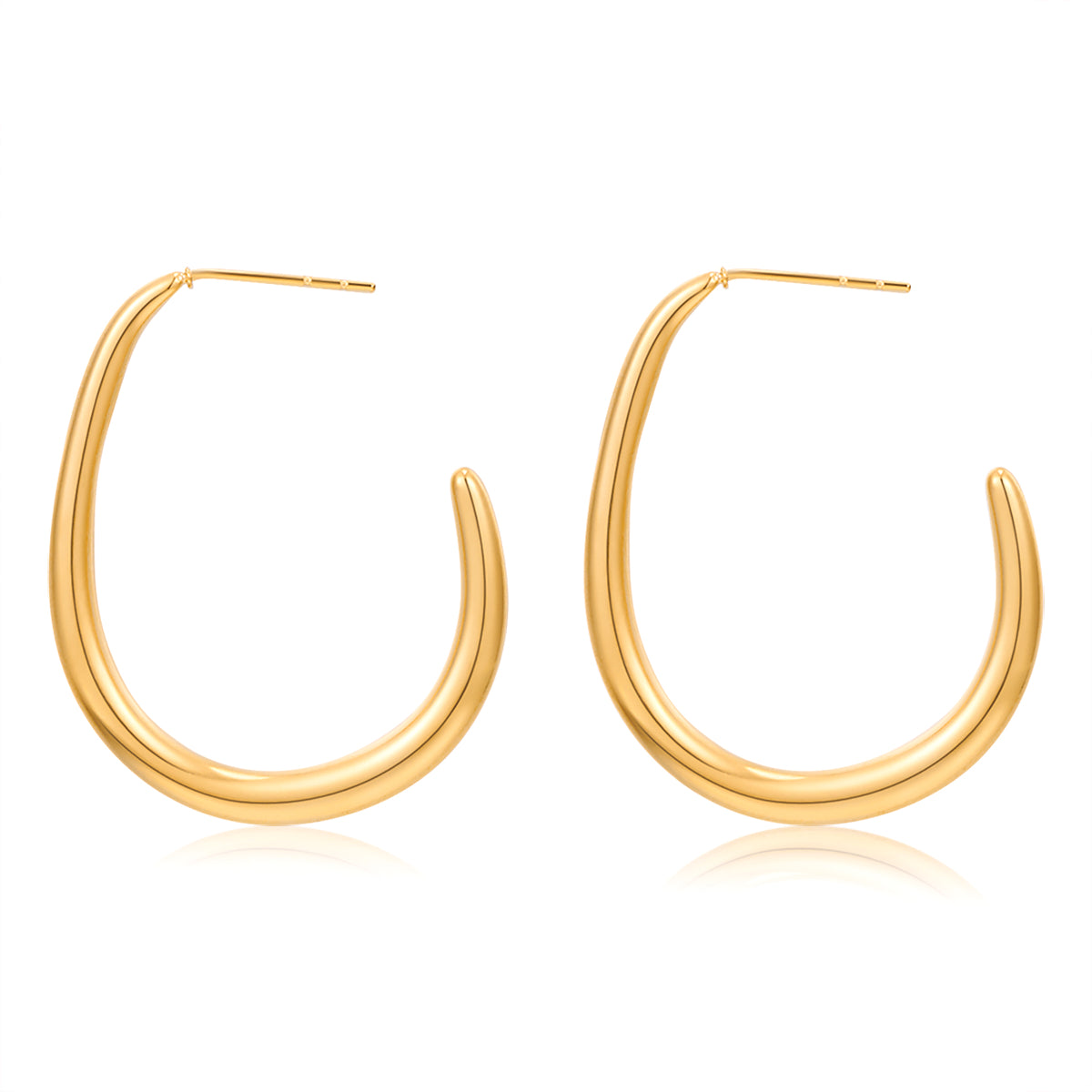 1 Pair IG Style Simple Style C Shape Plating 316 Stainless Steel  18K Gold Plated Earrings