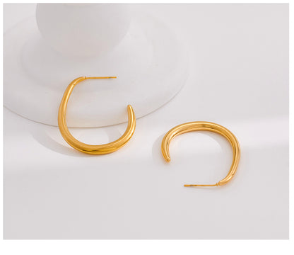 1 Pair IG Style Simple Style C Shape Plating 316 Stainless Steel  18K Gold Plated Earrings