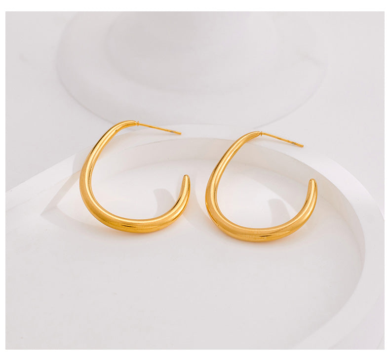 1 Pair IG Style Simple Style C Shape Plating 316 Stainless Steel  18K Gold Plated Earrings