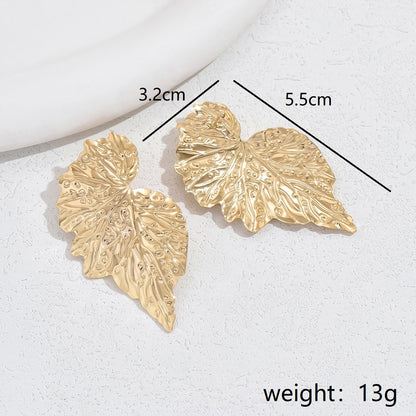 1 Pair IG Style Leaves Plating Alloy Ear Studs