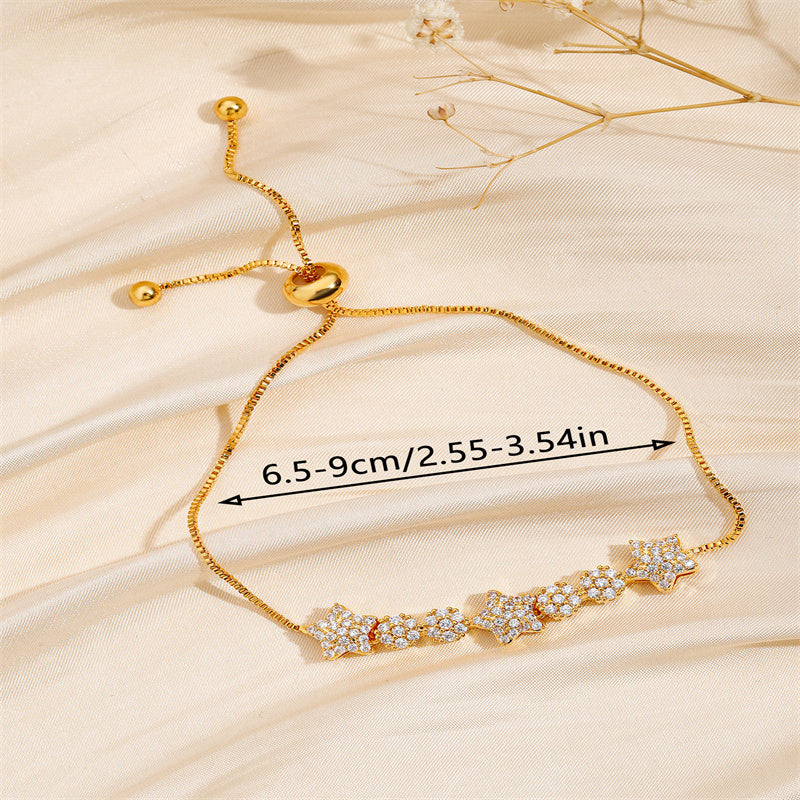 Copper 18K Gold Plated Elegant Luxurious Inlay Pentagram Zircon Bracelets