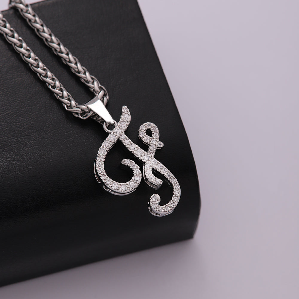 304 Stainless Steel Copper Hip-Hop Basic Classic Style Inlay Letter Zircon Pendant Necklace