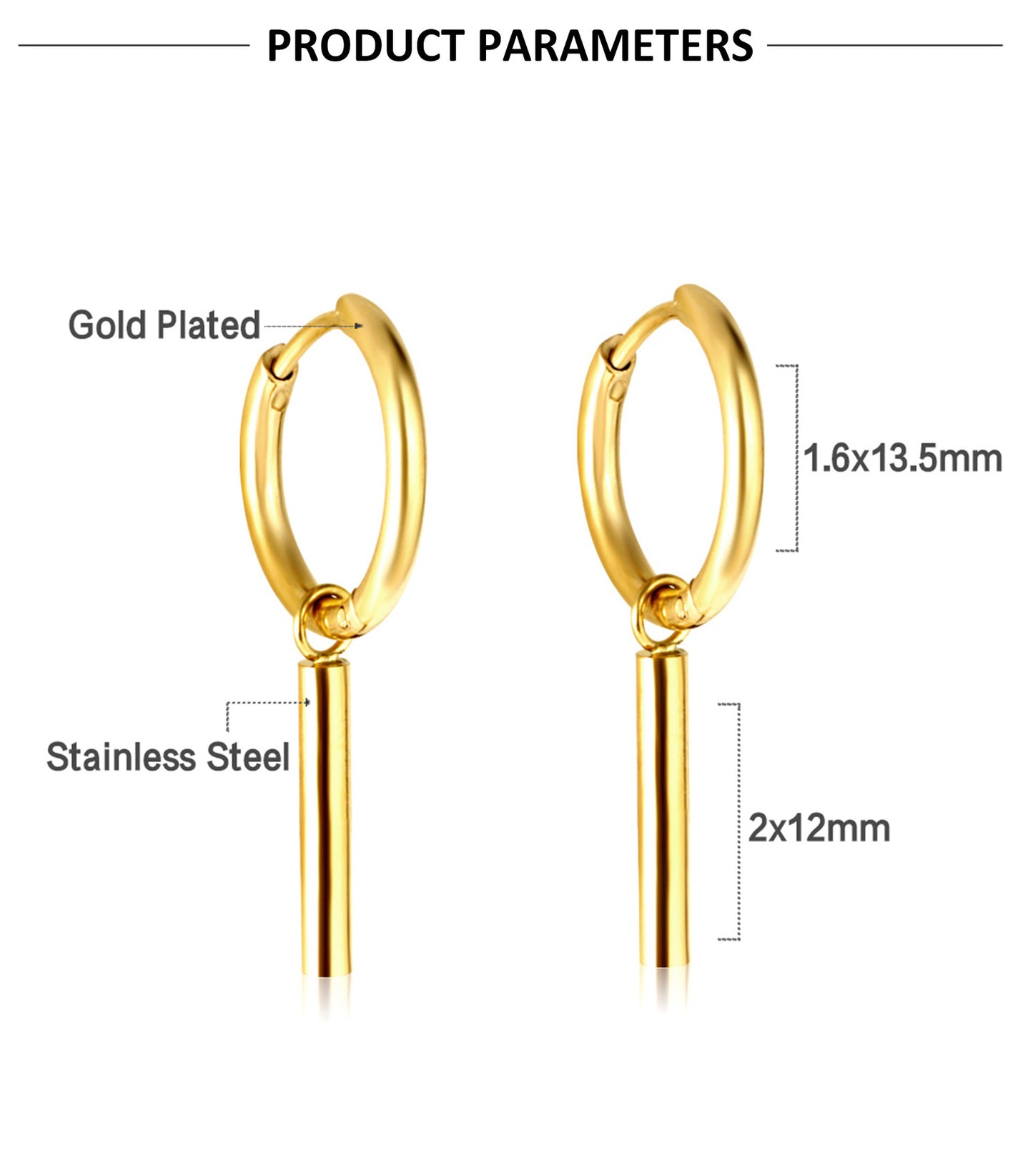 1 Pair Fashion Solid Color Stainless Steel Plating Earrings