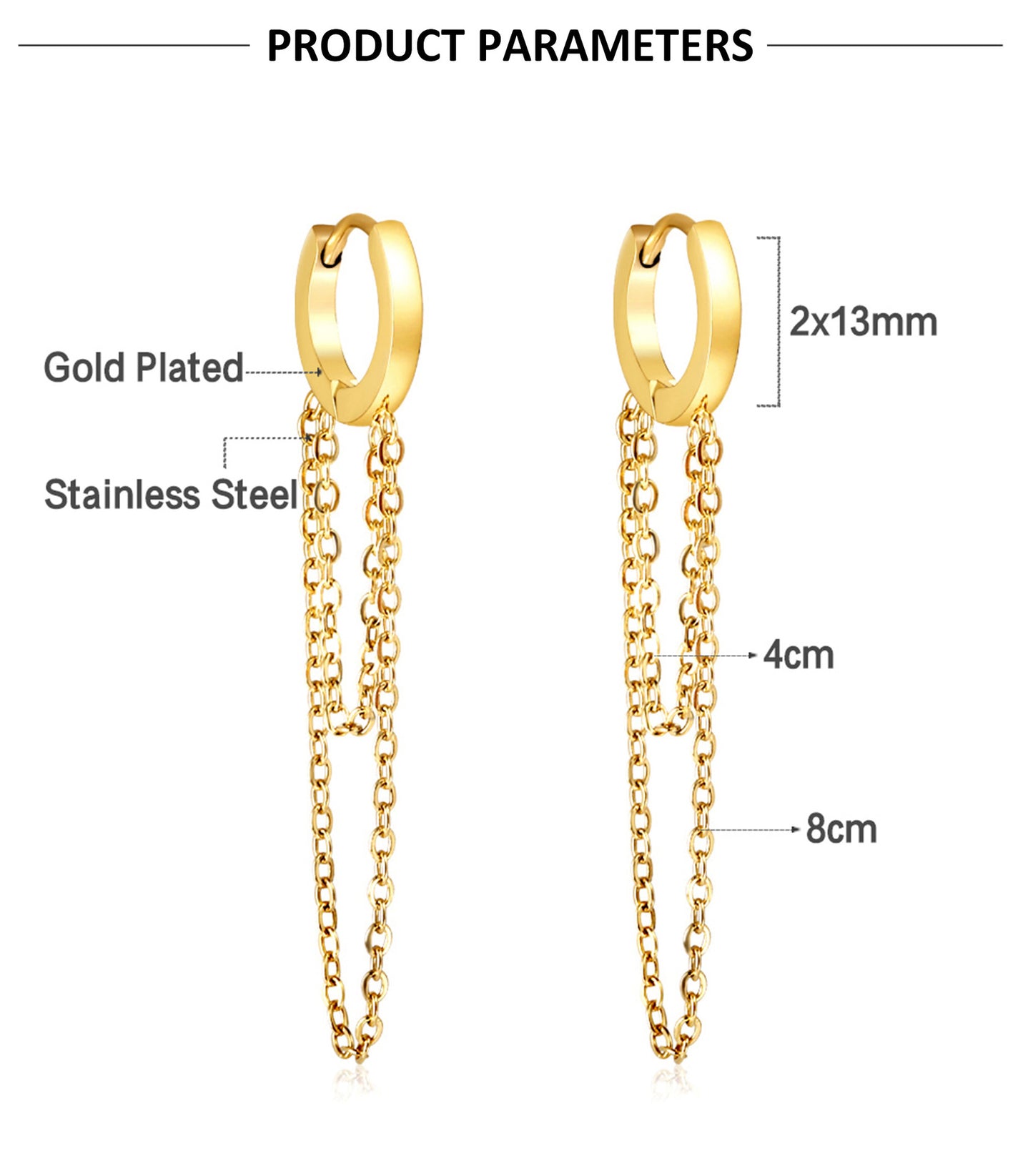 1 Pair Fashion Solid Color Stainless Steel Plating Earrings