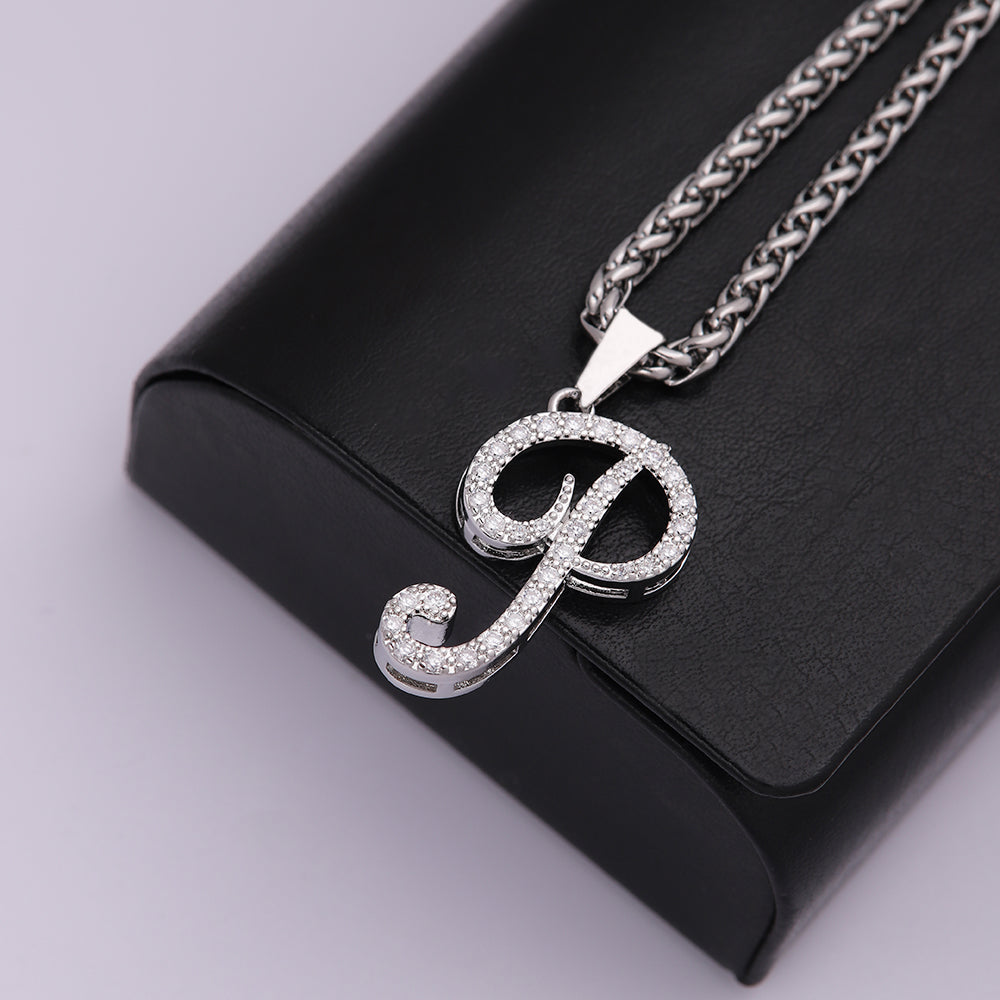 304 Stainless Steel Copper Hip-Hop Basic Classic Style Inlay Letter Zircon Pendant Necklace