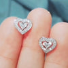 1 Pair IG Style Simple Style Shiny Heart Shape Inlay Copper Zircon Ear Studs