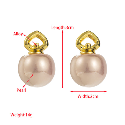1 Pair Elegant Vacation Round Inlay Imitation Pearl Pearl Ear Studs