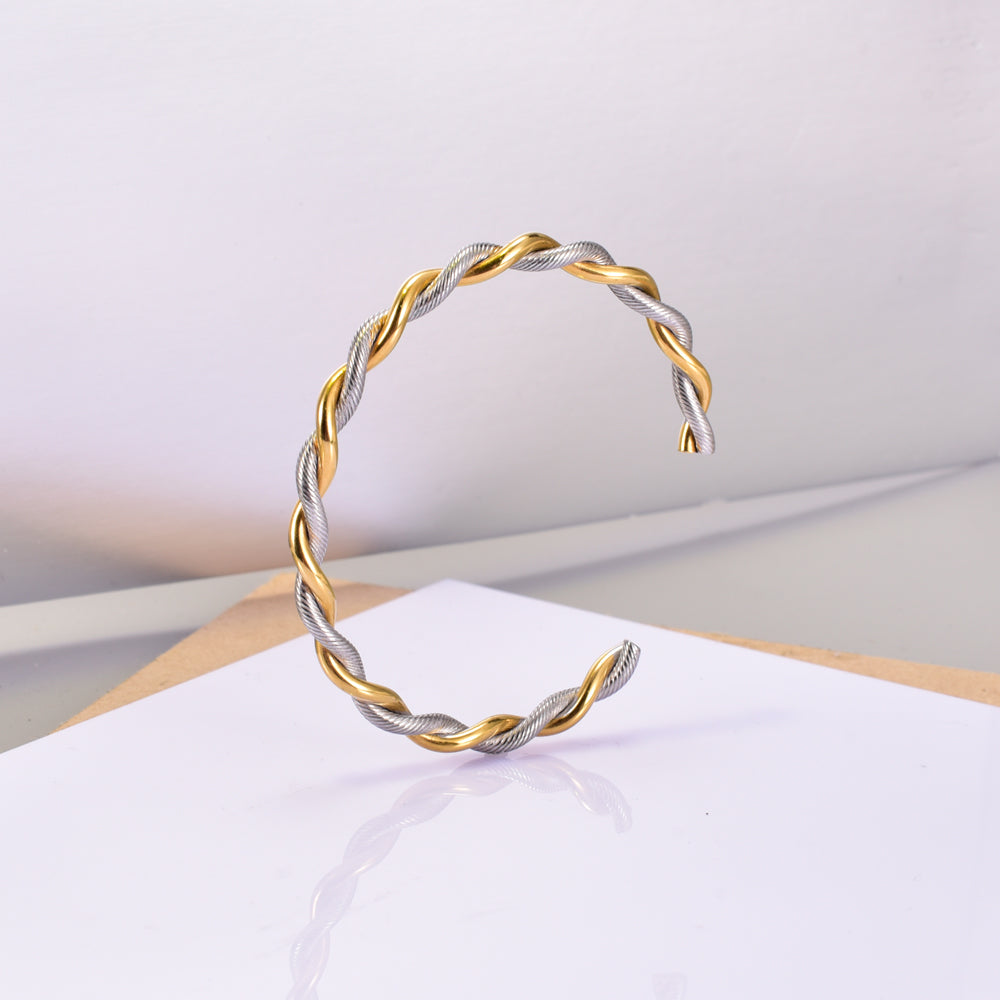 Titanium Steel Gold Plated Simple Style Plating Geometric Bangle