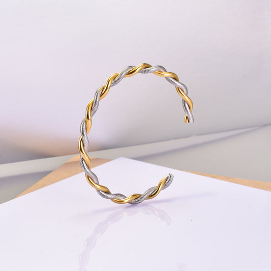 Titanium Steel Gold Plated Simple Style Plating Geometric Bangle