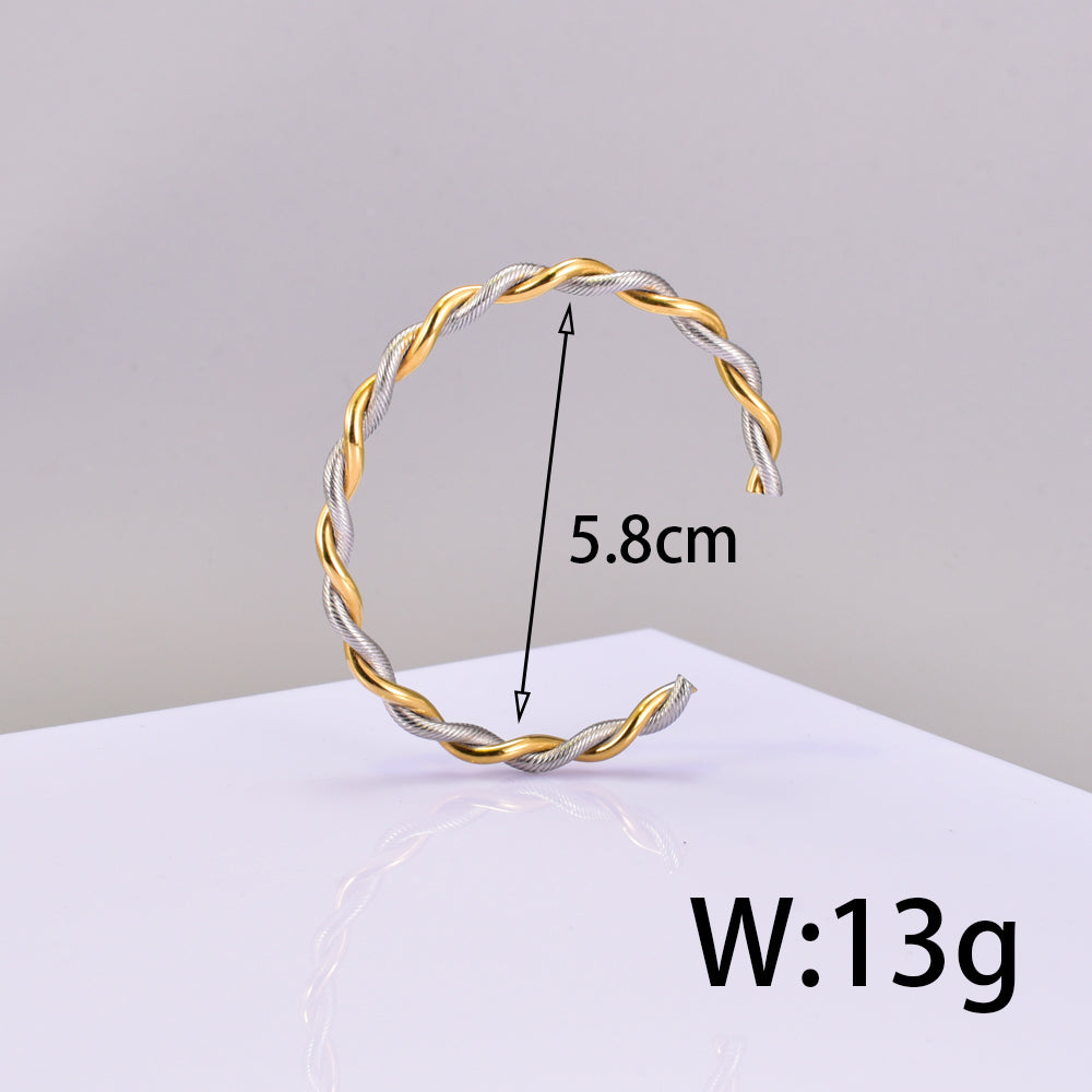 Titanium Steel Gold Plated Simple Style Plating Geometric Bangle