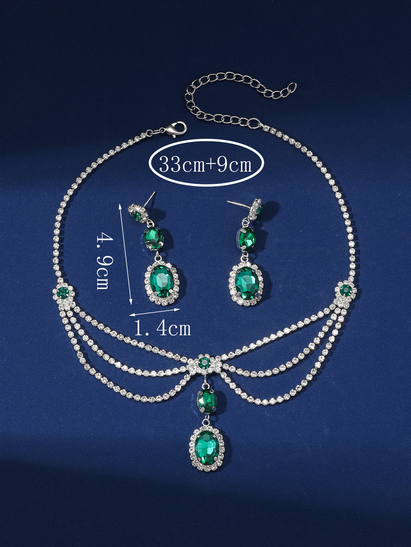 Elegant Luxurious Bridal Solid Color Alloy Plating Inlay Rhinestones Silver Plated Women's Jewelry Set