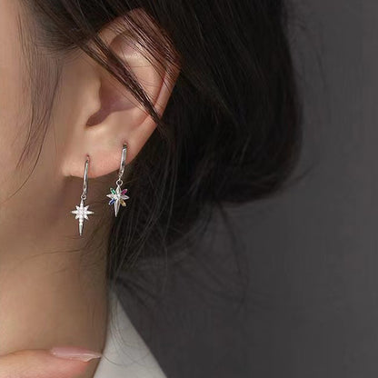 1 Pair Elegant Glam Star Inlay Sterling Silver Rhinestones Zircon White Gold Plated Gold Plated Drop Earrings