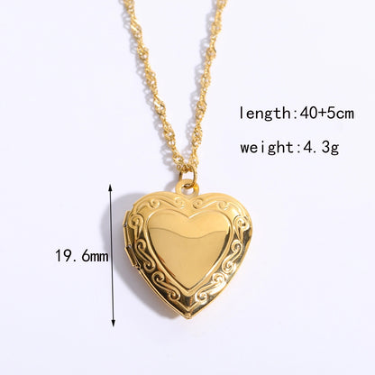 Casual Vintage Style Classic Style Heart Shape Stainless Steel Plating 18k Gold Plated Pendant Necklace