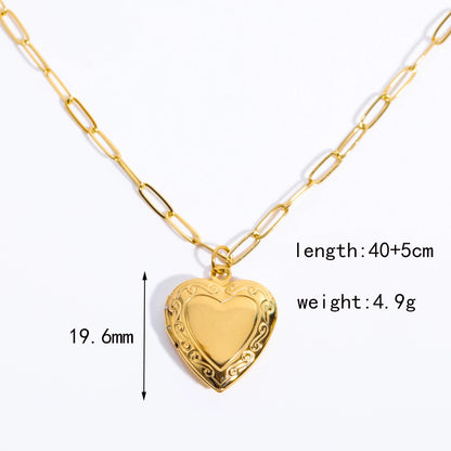 Casual Vintage Style Classic Style Heart Shape Stainless Steel Plating 18k Gold Plated Pendant Necklace