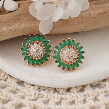 1 Pair IG Style Cute Classic Style Sun Inlay Brass Zircon Ear Studs