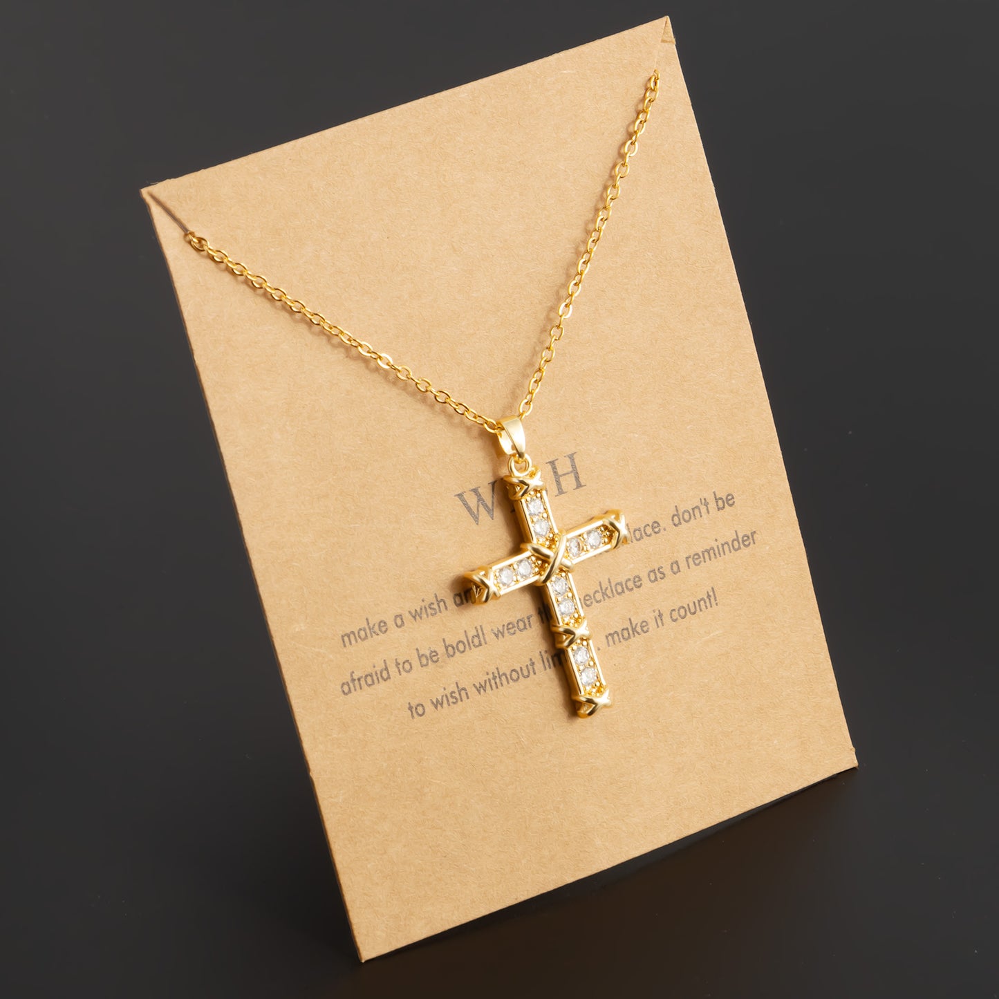 Vintage Style Geometric Cross Stainless Steel Plating Inlay Rhinestones Pearl Zircon 18k Gold Plated Pendant Necklace