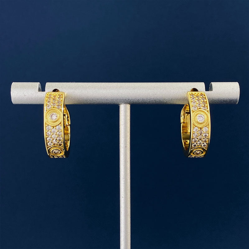 1 Pair IG Style Basic Classic Style C Shape Inlay Copper Rhinestones Earrings