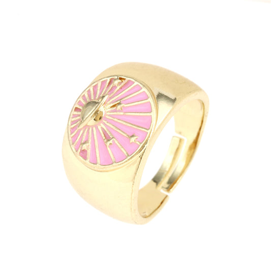 Wholesale IG Style Simple Style Commute Galaxy Copper Enamel 18K Gold Plated Open Rings